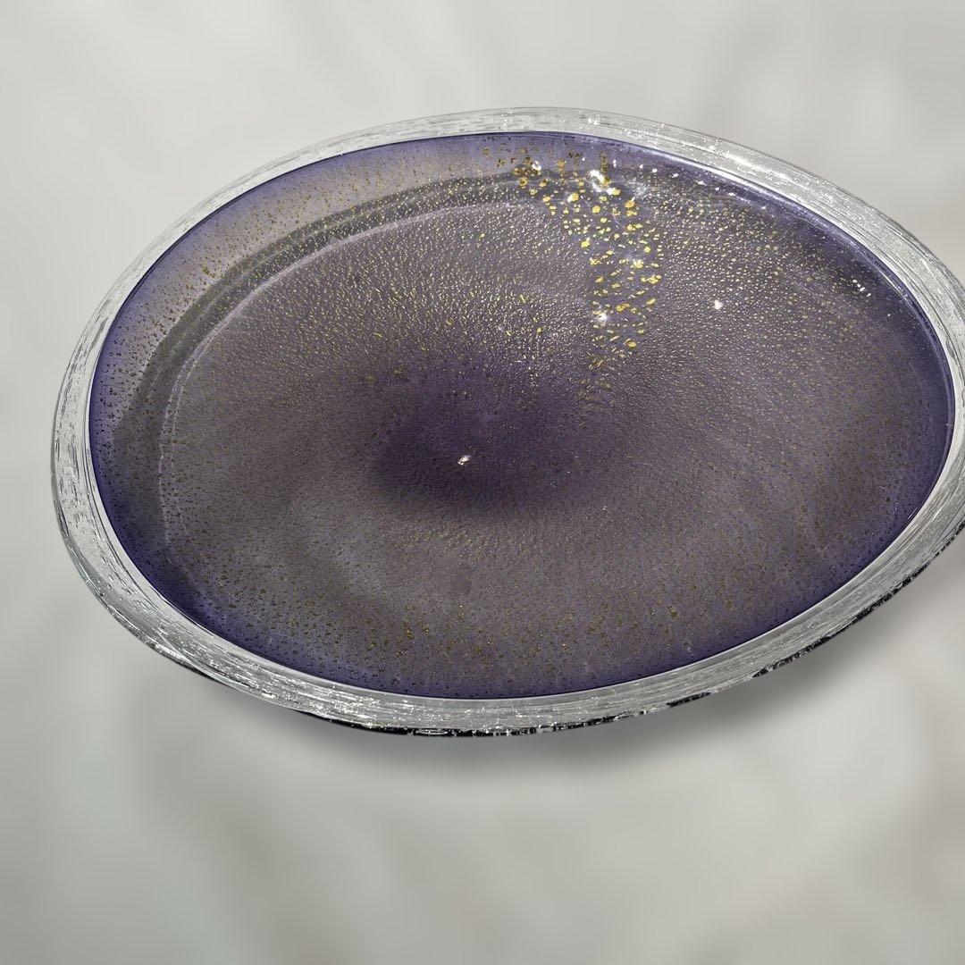 ガラス大皿　紫色の渦巻き模様　 　　小宇宙