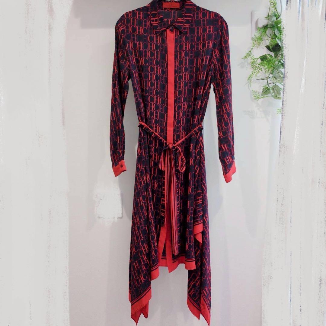 キャロリーナヘレラ ワンピース ロゴプリント 総柄 シンメトリー 6