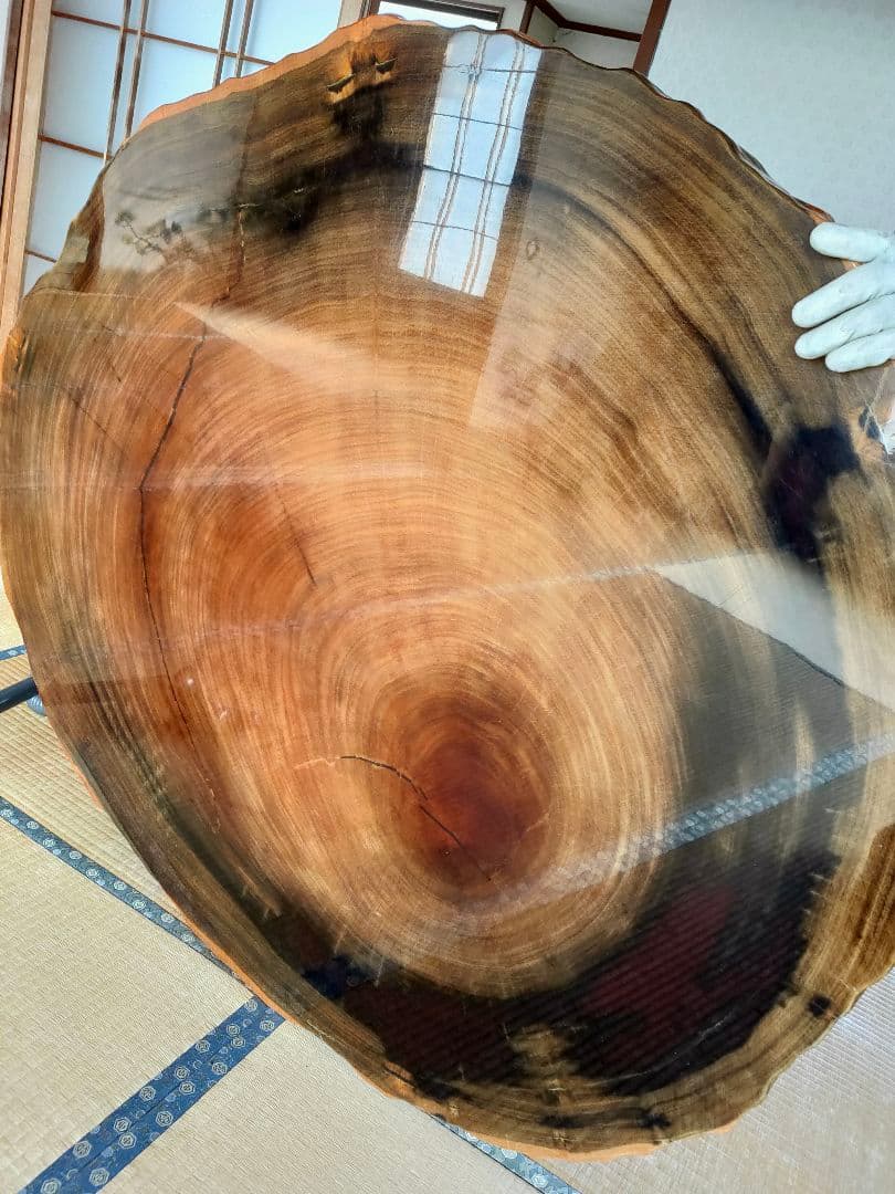 【札幌近郊配達可】座卓 円卓 ローテーブル 紅紫檀 輪切り 【引取歓迎】