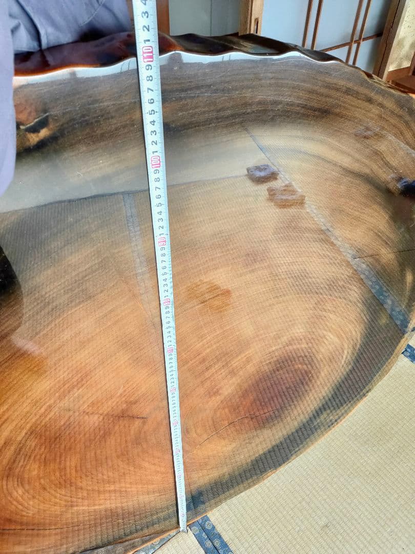 【札幌近郊配達可】座卓 円卓 ローテーブル 紅紫檀 輪切り 【引取歓迎】