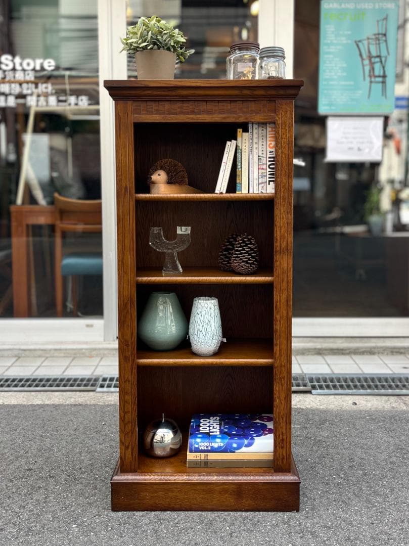 美品☆北海道／EZO・蝦夷民芸家具／チェスト・キャビネット・本棚／オーク材無垢