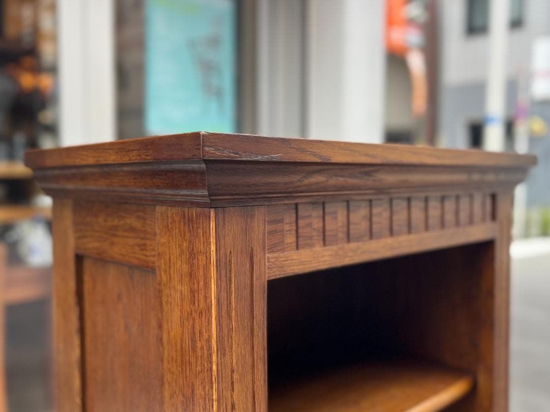 美品☆北海道／EZO・蝦夷民芸家具／チェスト・キャビネット・本棚／オーク材無垢