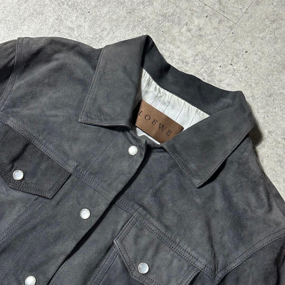 美品 LOEWE 山羊 スウェードレザー シャツジャケット