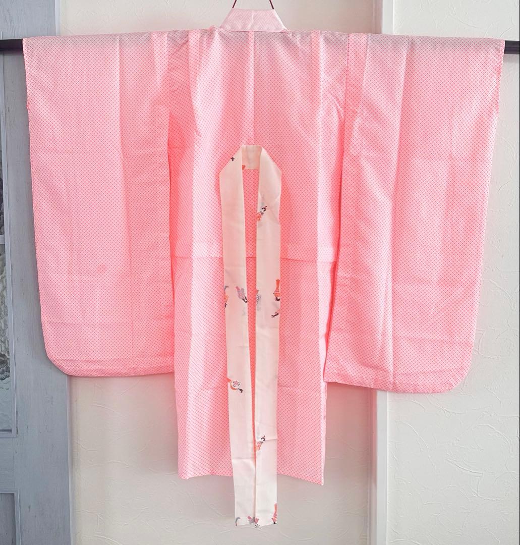 美品 七五三 三歳 女の子 正絹 赤 花柄 豪華お着物・長襦袢セット