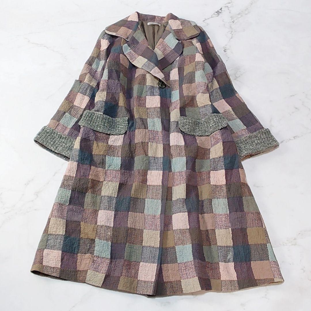 ★e 希少 フーガフーガ カラフル パッチワーク トレンチコート ピンク
