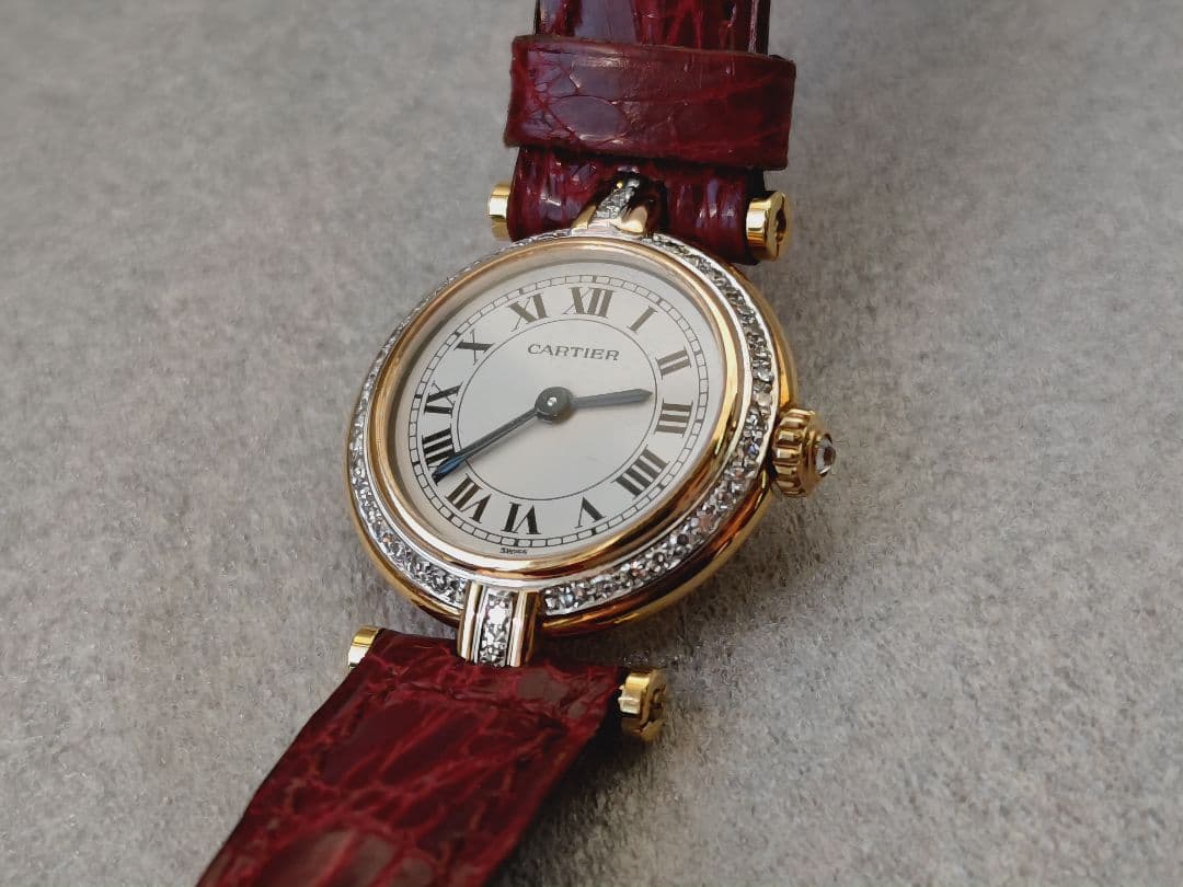 カルティエで電池交換　カルティエ　ヴァンドームSM 純正ダイヤ