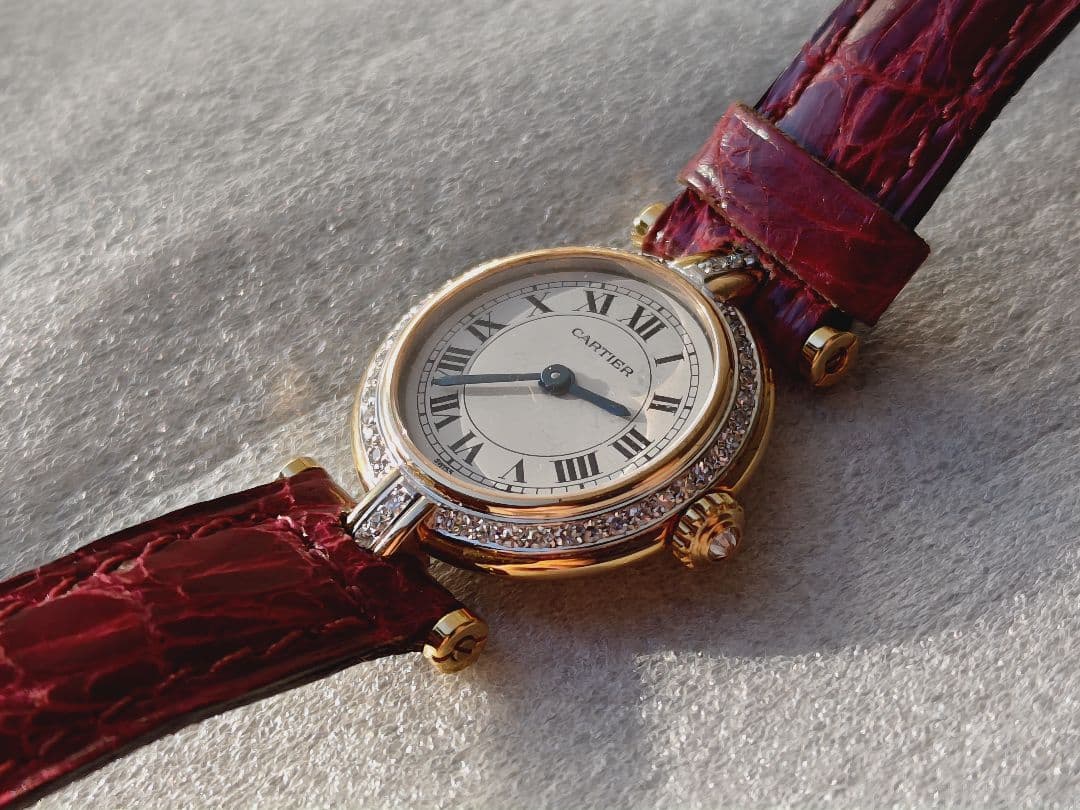 カルティエで電池交換　カルティエ　ヴァンドームSM 純正ダイヤ