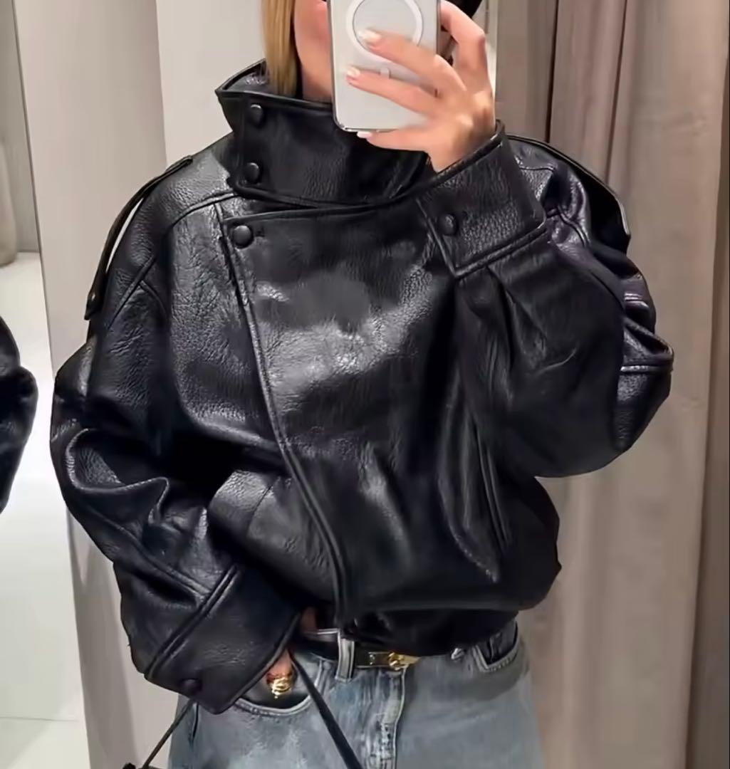 【新品 未使用】　フェイクレザージャケット　XSサイズ　ブラック　最終値下げ