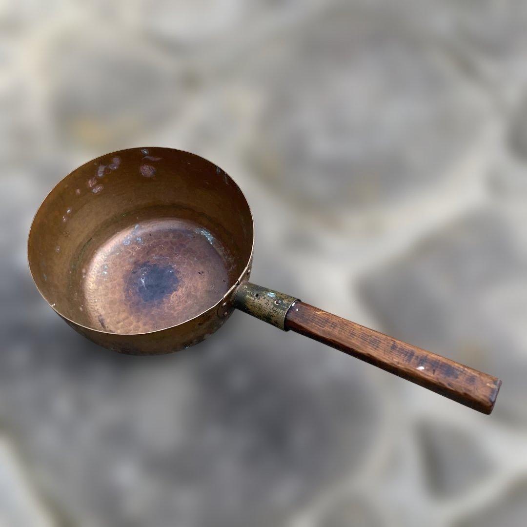 銅製 雪平鍋 円形 木製ハンドル
