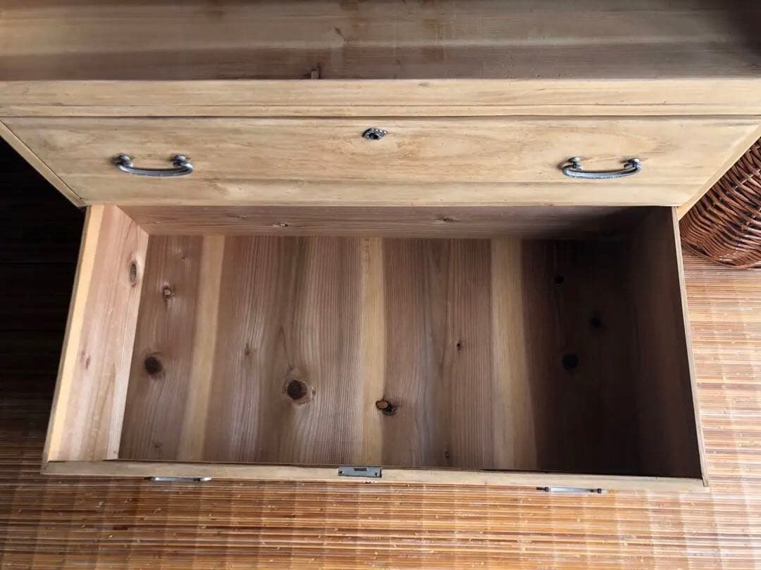 【一点物｜杉無垢材シェルフ】和モダン収納　打ち出し取手付｜アンティーク家具