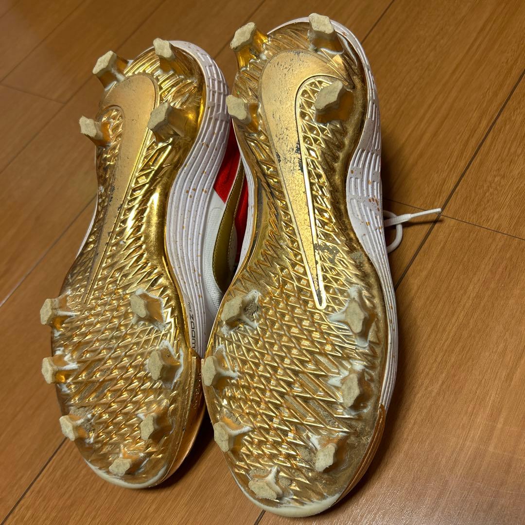 レア！ナイキ 野球 オーダースパイク ホワイト/レッド/ゴールド/パープル27㎝