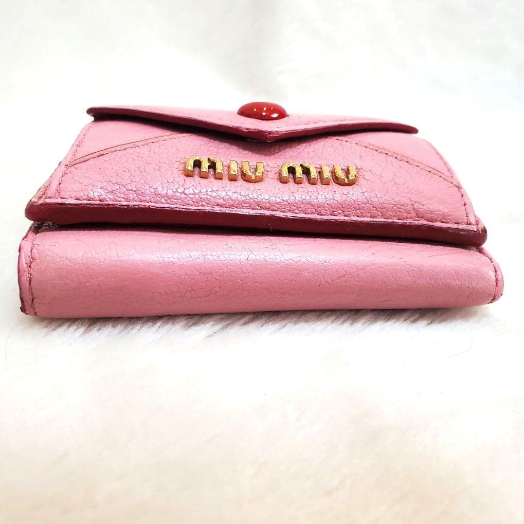 美品 希少　ミュウミュウ 三つ折り財布 マドラス ラブレターハート　ピンク