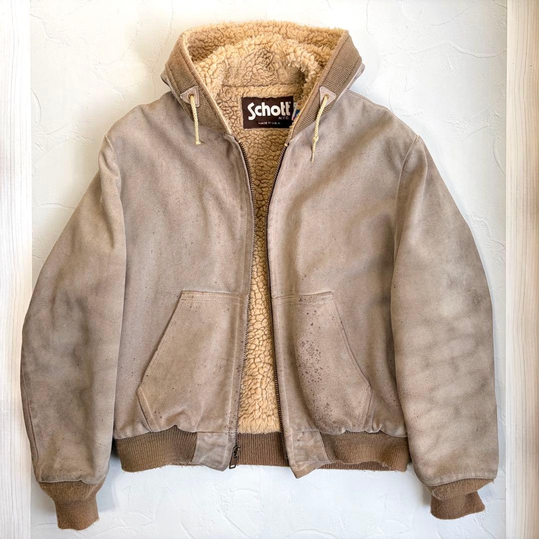 【schott】Suede bomber jacket hoodie 390