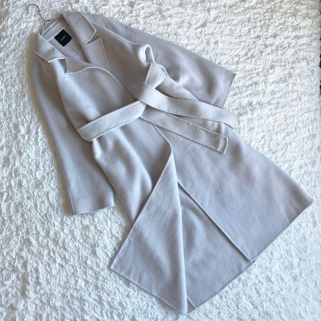 N.O.R.K ノーク ウールリバーコート マキシ丈 ベルト Aライン