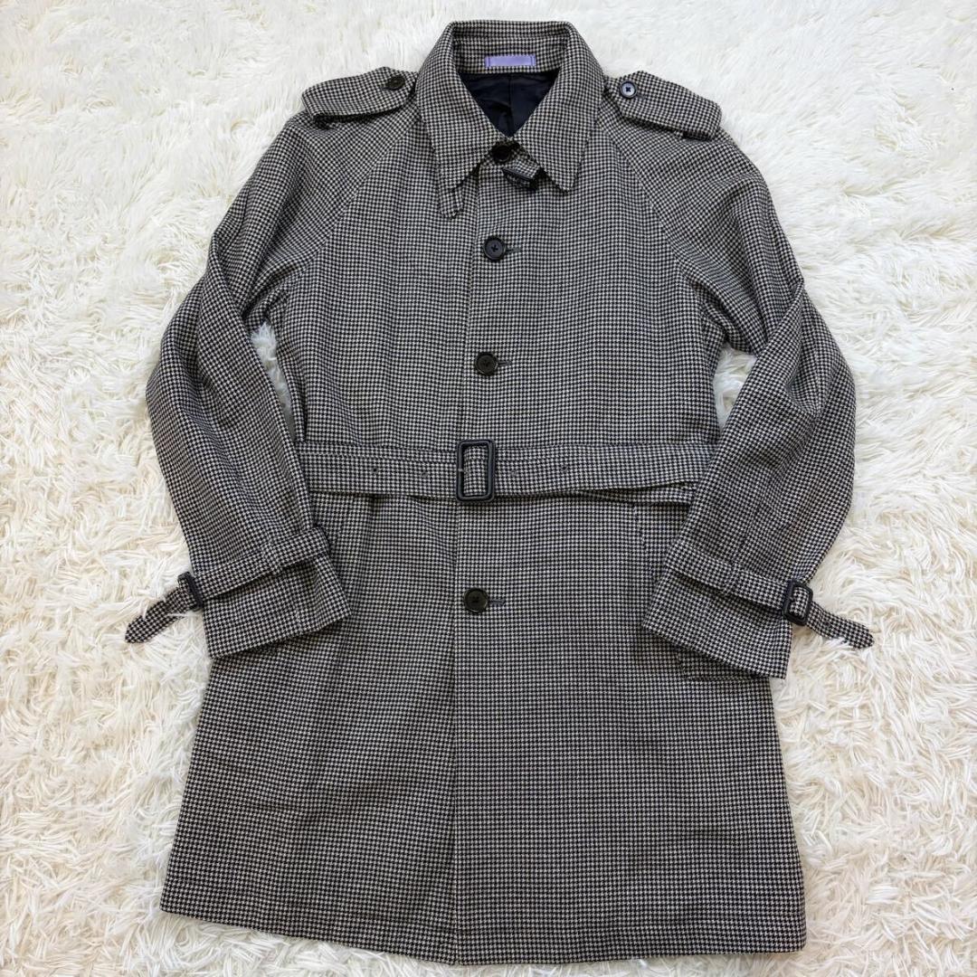 【美品】ポールスミスロンドン ステンカラーコート 千鳥柄 マルチストライプ M