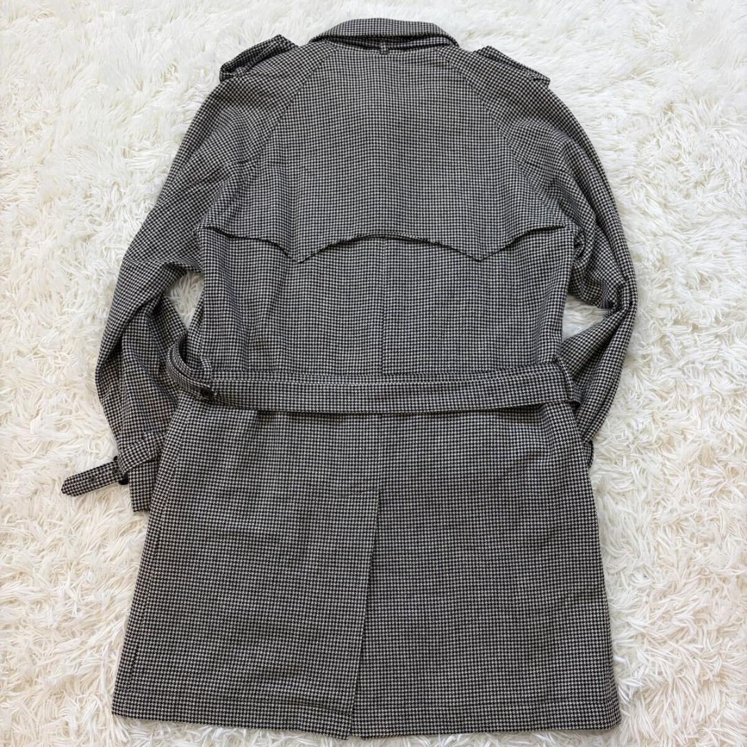 【美品】ポールスミスロンドン ステンカラーコート 千鳥柄 マルチストライプ M