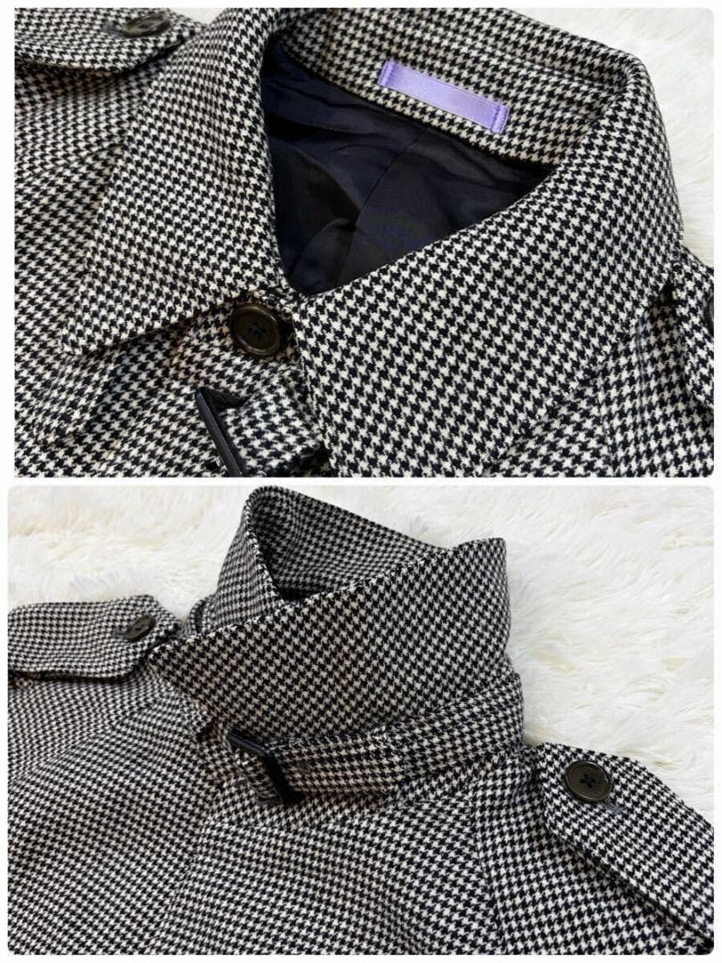 【美品】ポールスミスロンドン ステンカラーコート 千鳥柄 マルチストライプ M