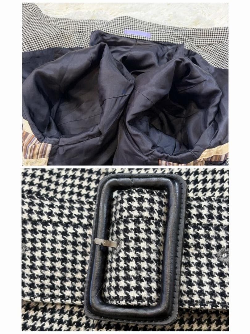 【美品】ポールスミスロンドン ステンカラーコート 千鳥柄 マルチストライプ M