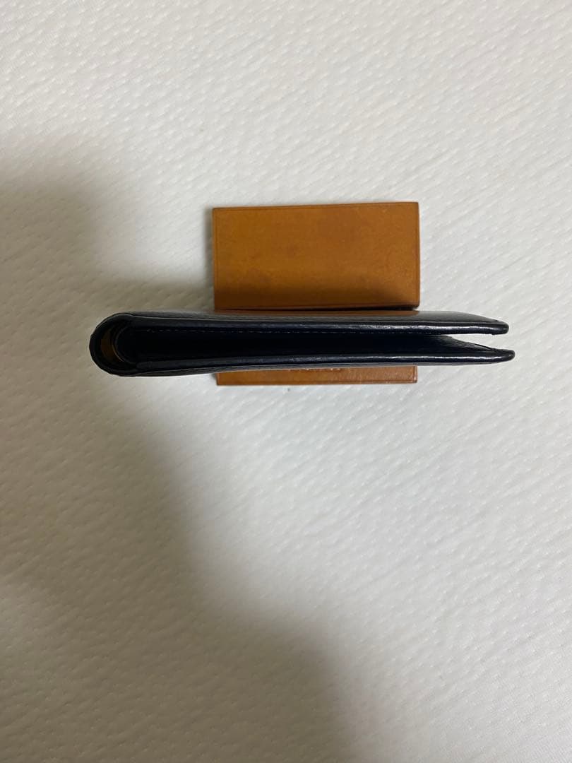 【中古】GANZO ガンゾ 二つ折り 純札入れ 財布 黒 ベビーカーフ　レザー