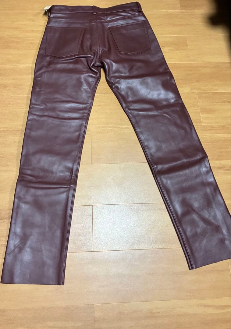 Indian レザー パンツ 34 バーガンディ
