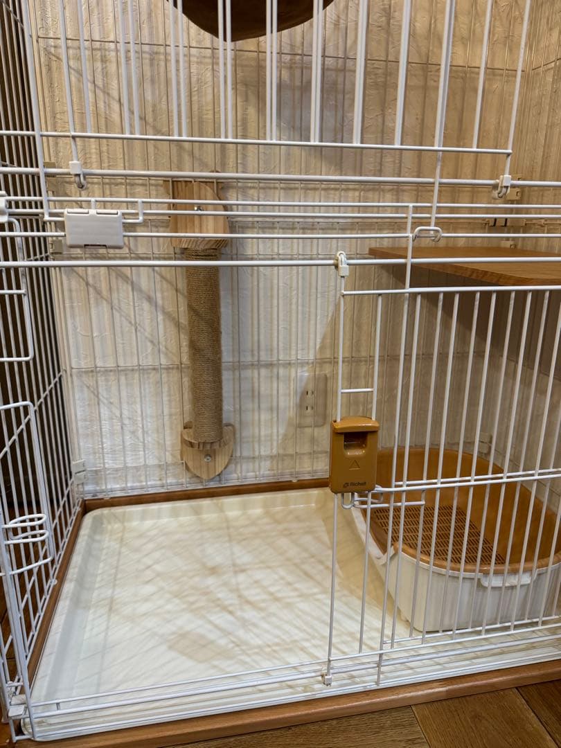 猫 ケージ Richell リッチェル 木製お掃除簡単 ライトブラウン 2段