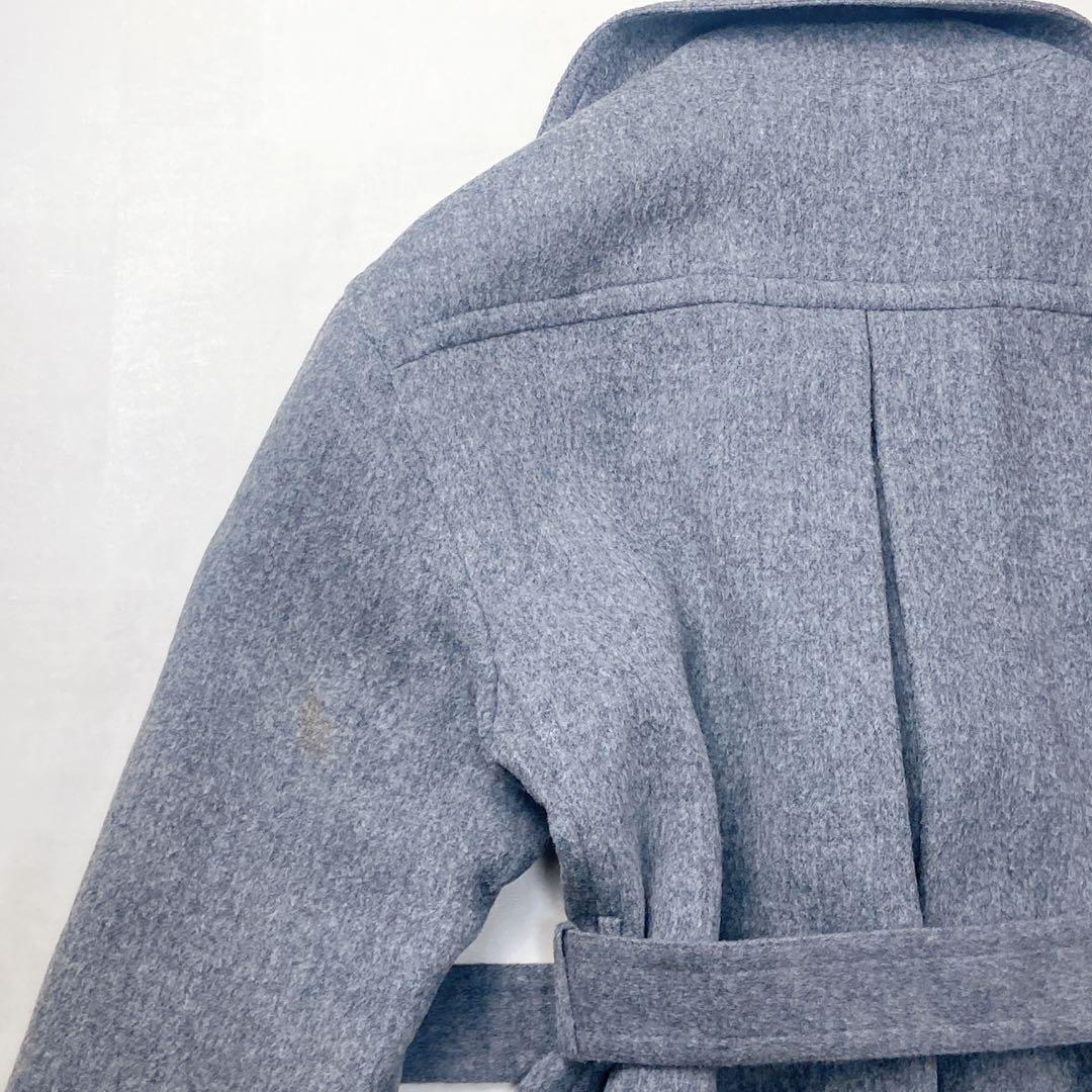 サンローラン ウールコート トレンチコート 比翼ボタン ベルト L