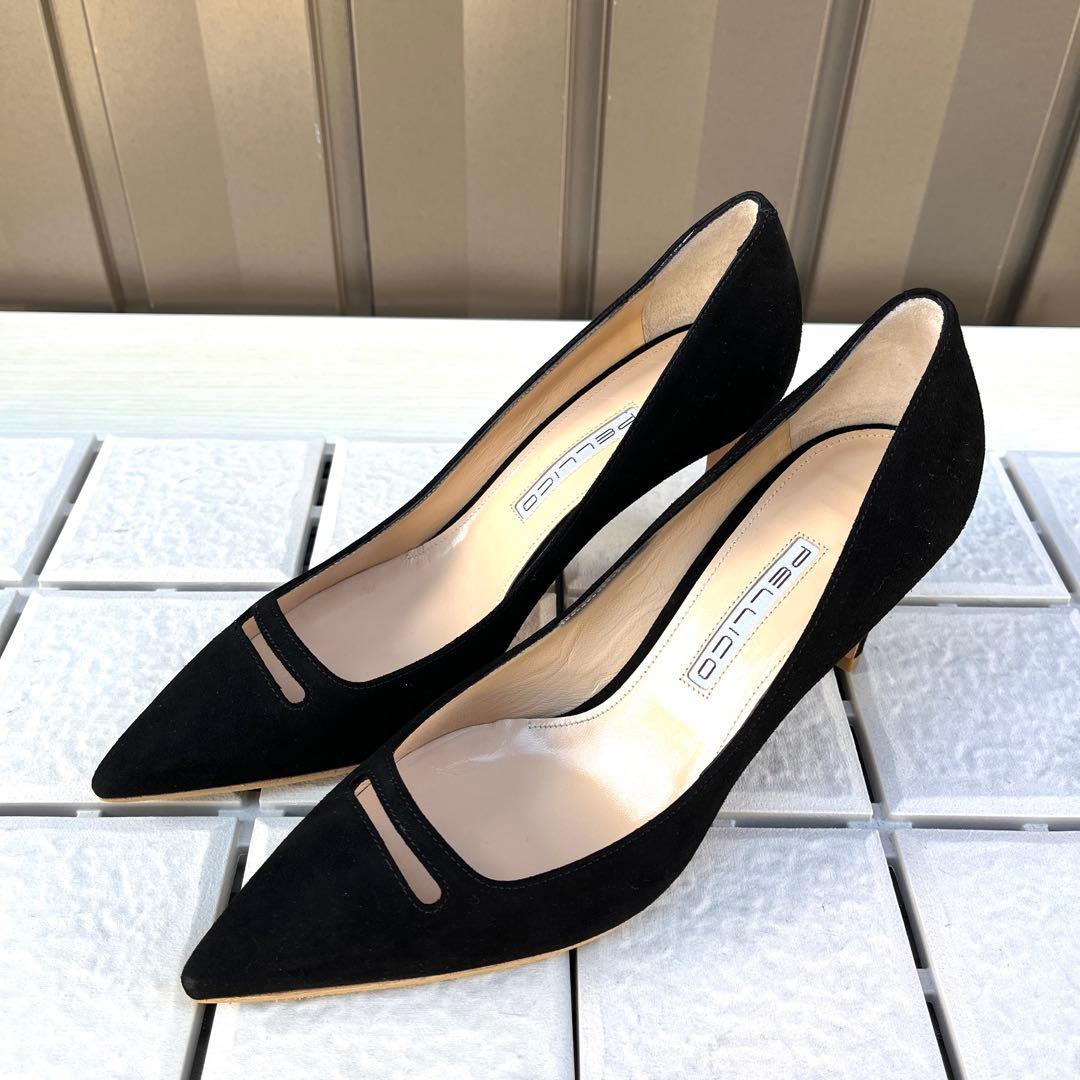 未使用 38 PELLICO パンプス ANIMA 黒 スエード　ペリーコ　25