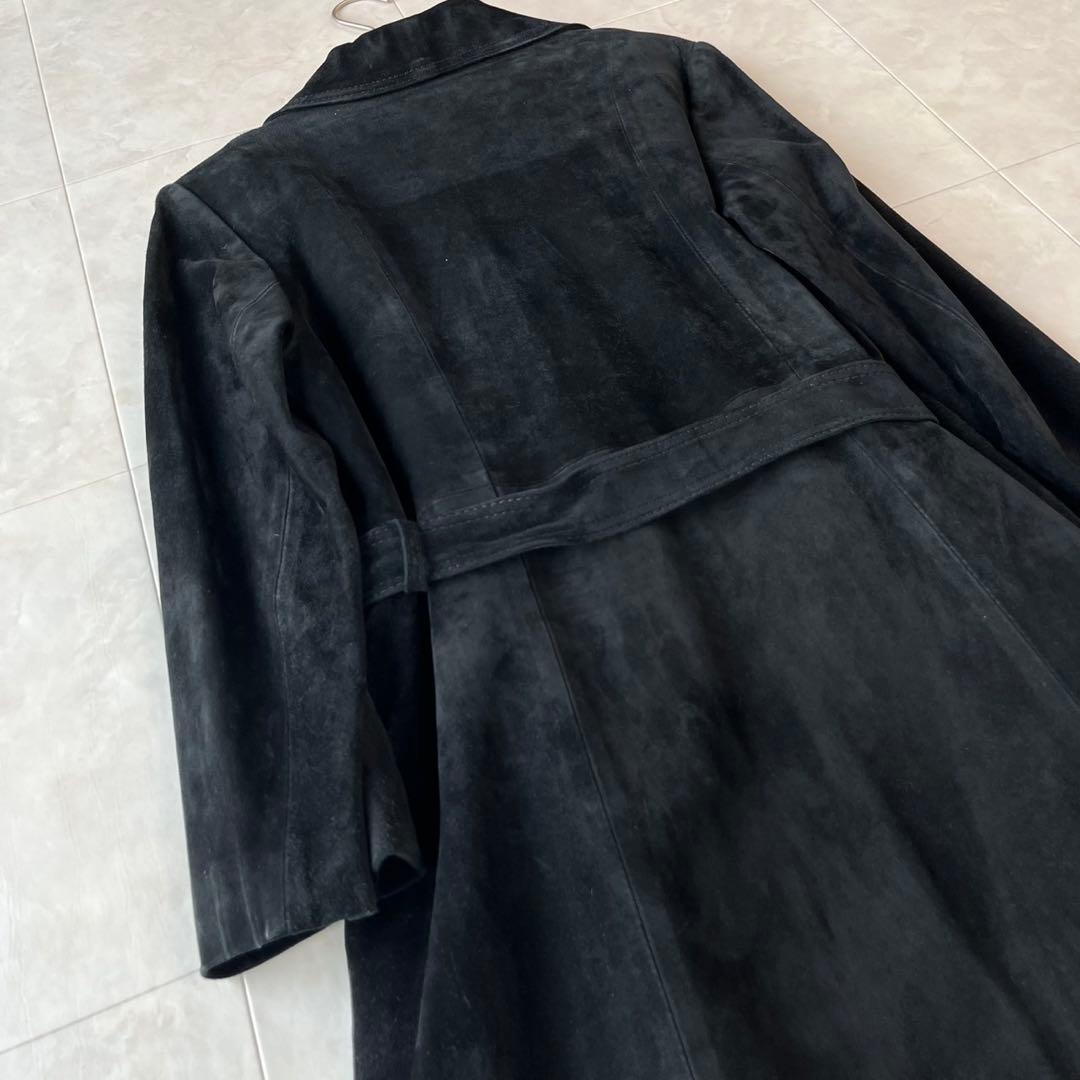 NAP 本革スエードベルテッドコート ロング　黒 15号　2XL相当