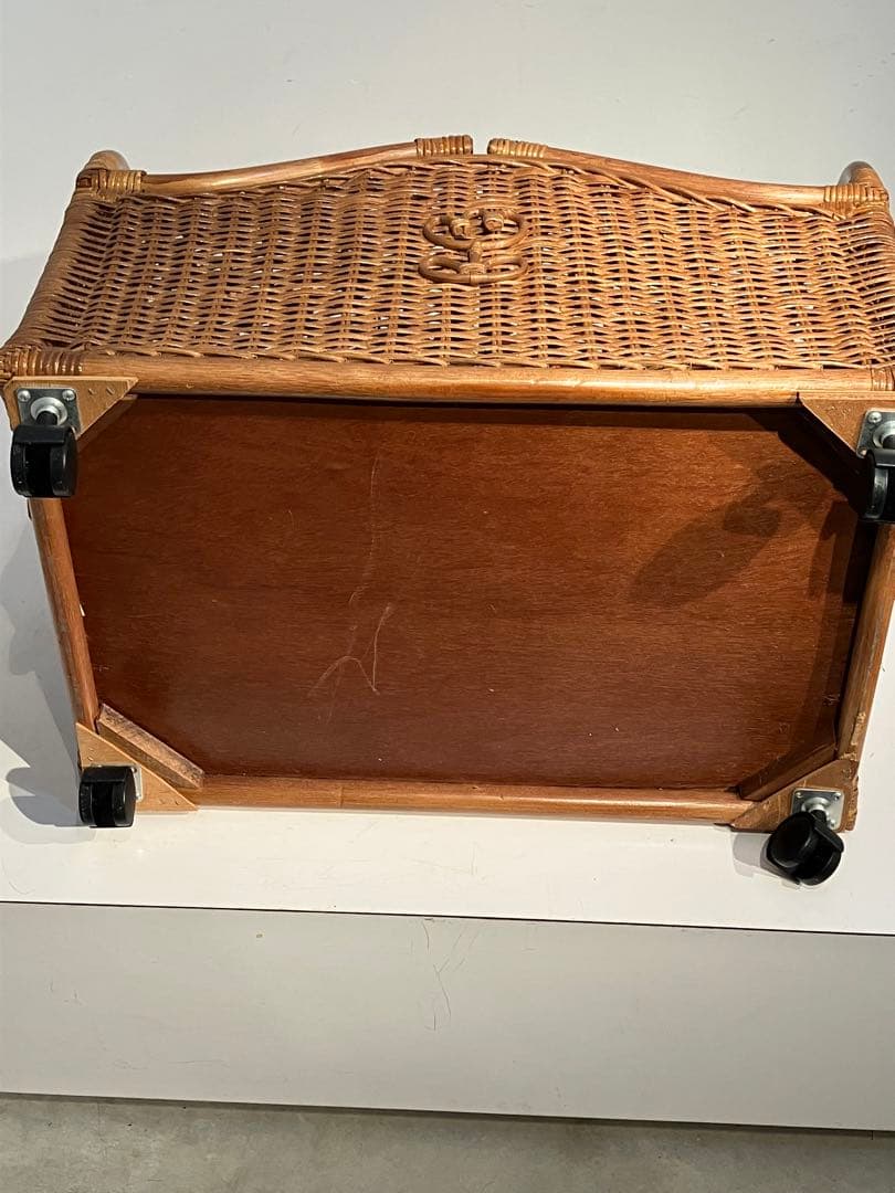 オールドラタン、両開き、収納ボックス、レトロ、古民具、和モダン、デザイン、