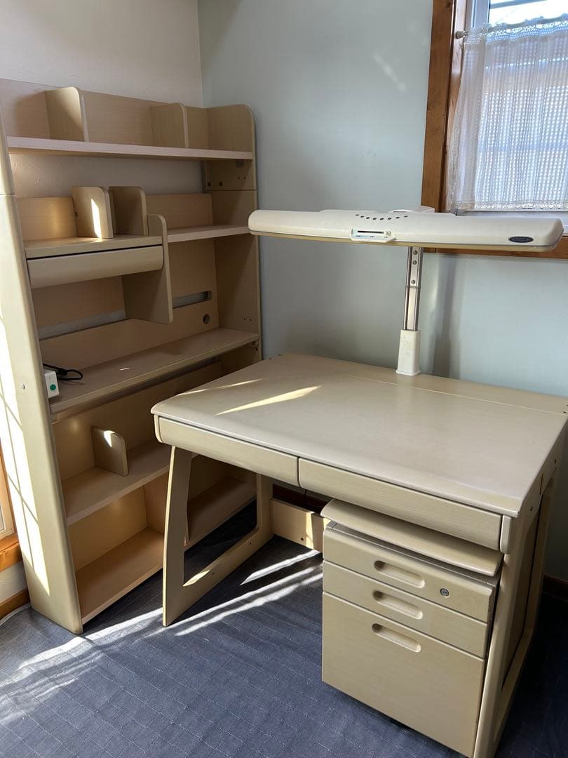 引取希望 子供用学習机 3点セット (同じセット有り) 照明付き くろがね