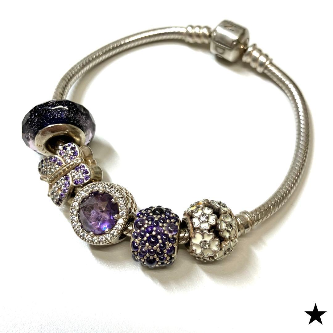 PANDORA パンドラ シルバー 925 チャーム ブレスレット パープル