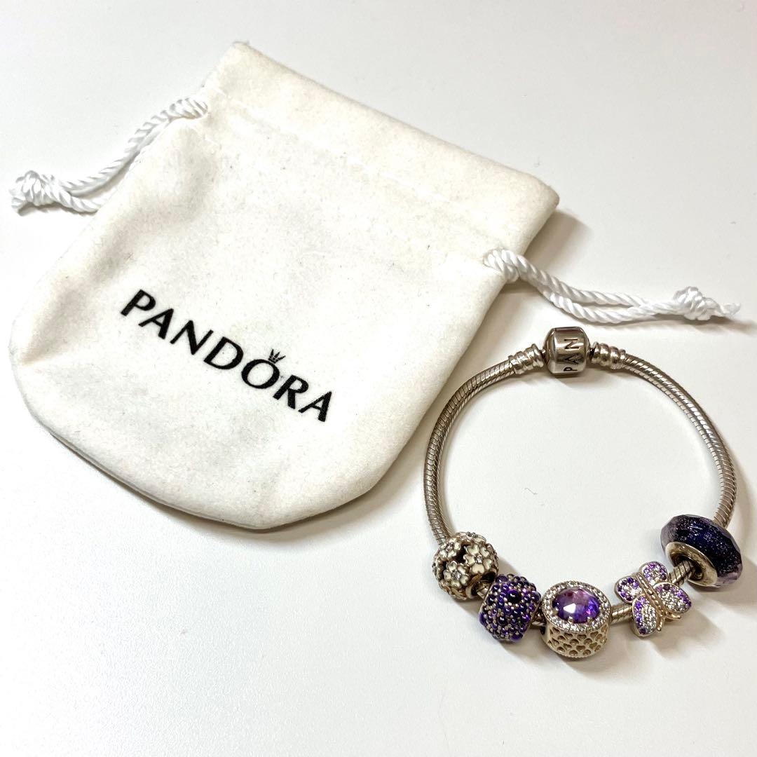 PANDORA パンドラ シルバー 925 チャーム ブレスレット パープル