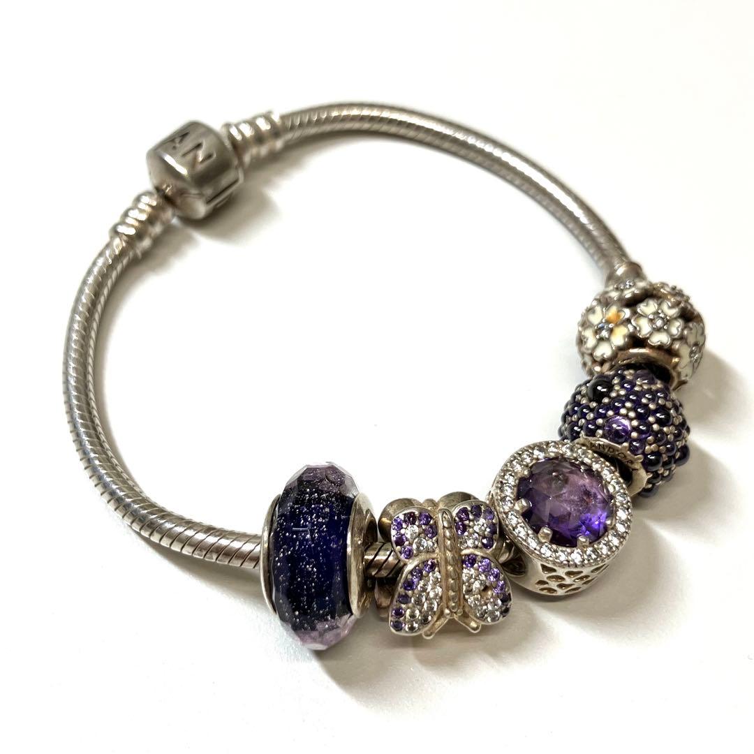 PANDORA パンドラ シルバー 925 チャーム ブレスレット パープル