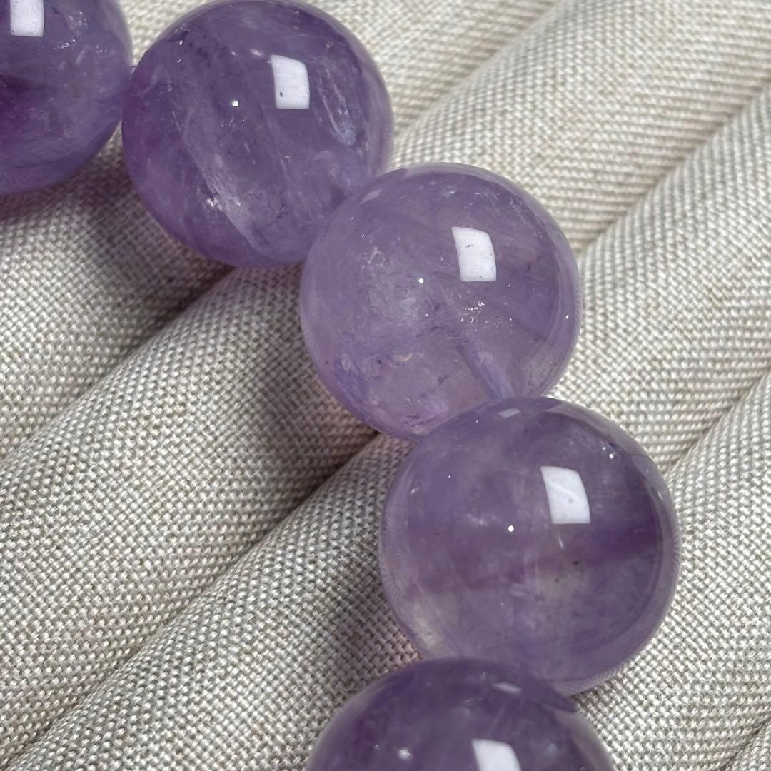 21㍉大内周メガ玉ラベンダーパープル虹入アメジストブレスレット天然パワーストーン