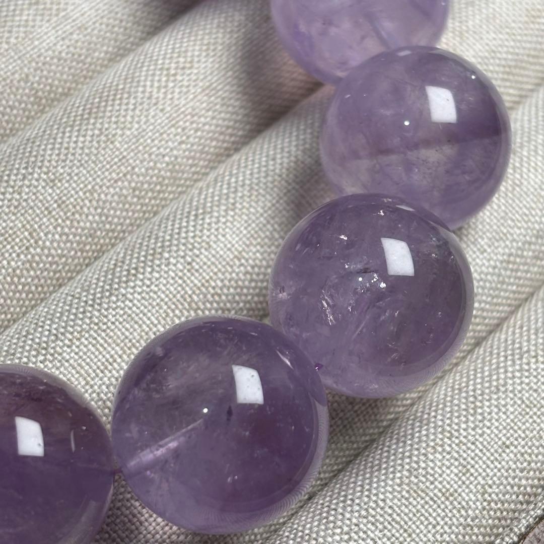 21㍉大内周メガ玉ラベンダーパープル虹入アメジストブレスレット天然パワーストーン