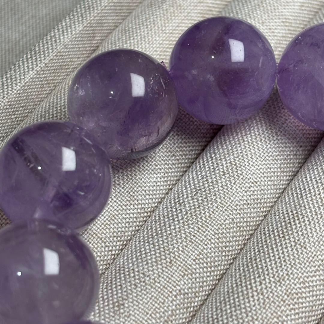 21㍉大内周メガ玉ラベンダーパープル虹入アメジストブレスレット天然パワーストーン