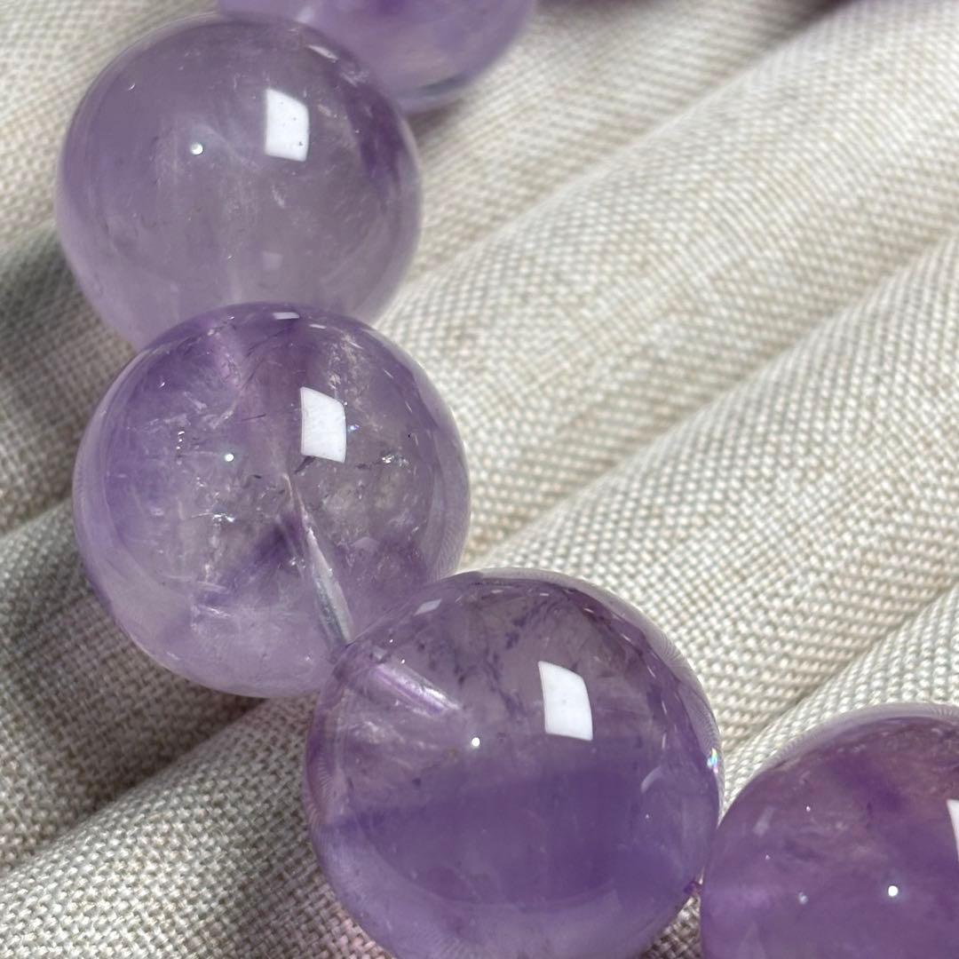 21㍉大内周メガ玉ラベンダーパープル虹入アメジストブレスレット天然パワーストーン
