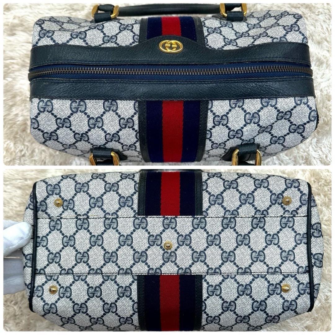 【美品】グッチ ショルダーバッグ ミニボストン 2way ネイビー スプリーム