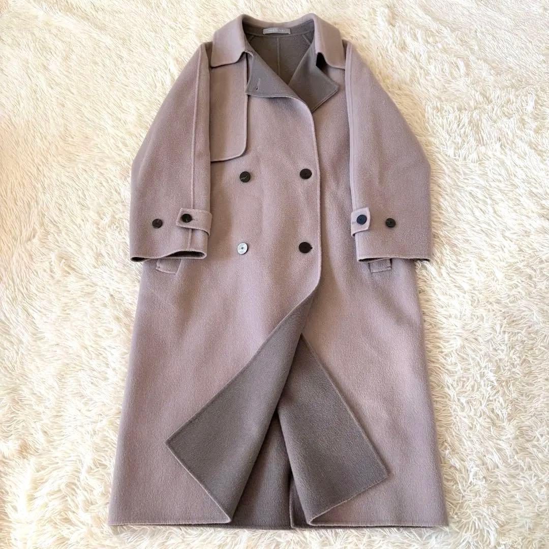 セオリーリュクス　ウールカシミヤロングコート　ダブルフェイス　バイカラー　38