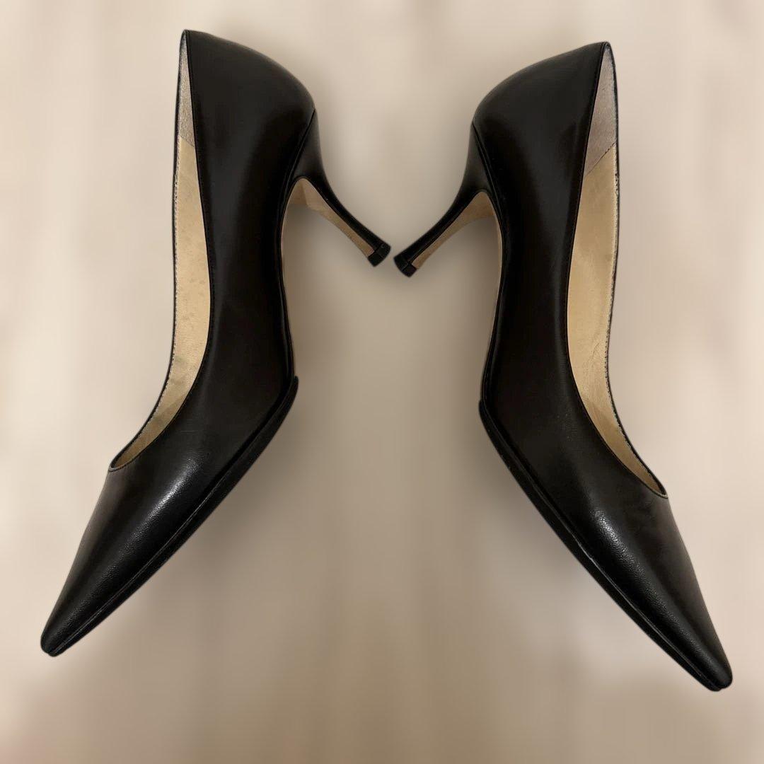 Jimmy Choo 黒 レザーハイヒール22cm ヒール6センチ　34 2/1