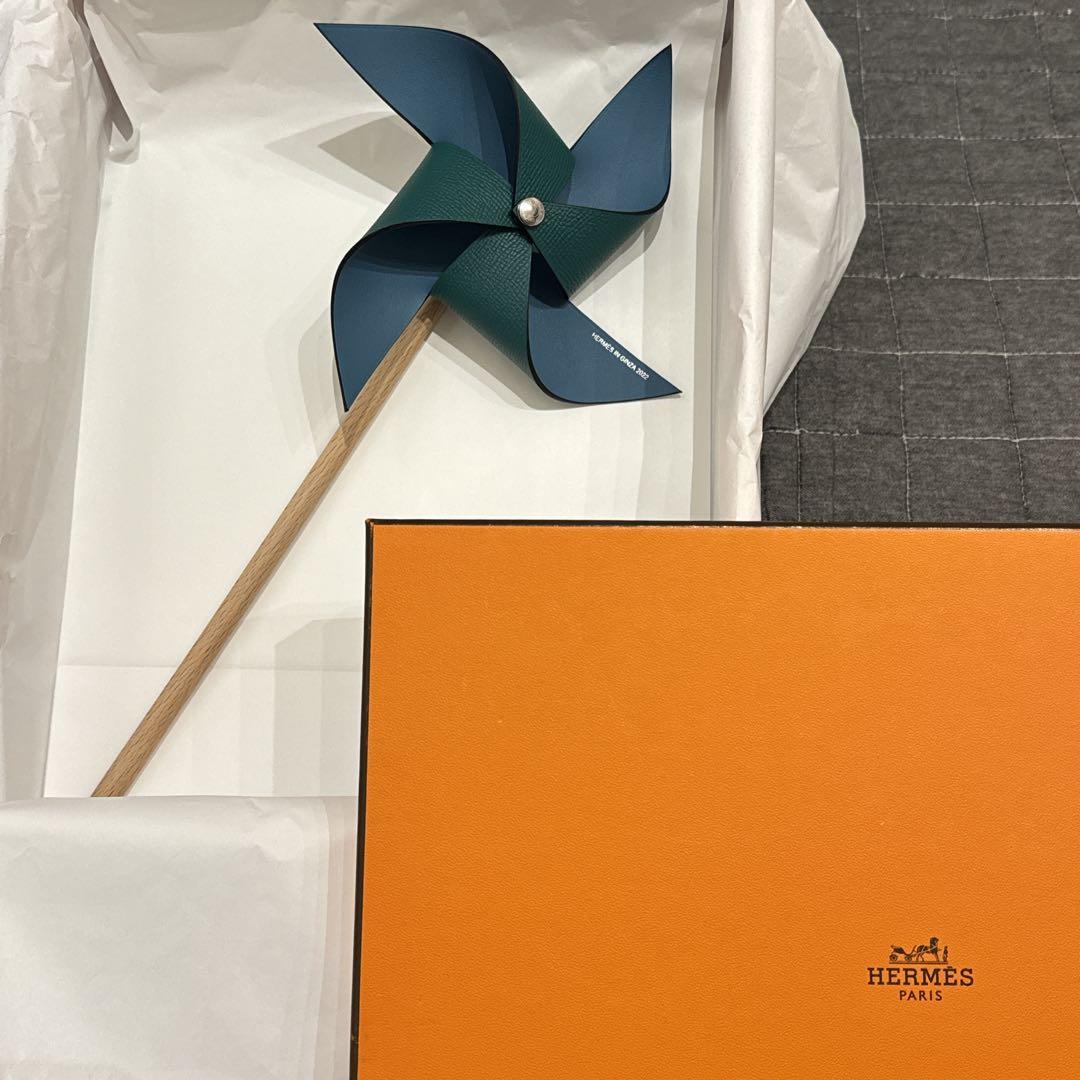 希少カラー HERMES エルメス ヴォーエプソン 風車 グリーン×ブルー 箱