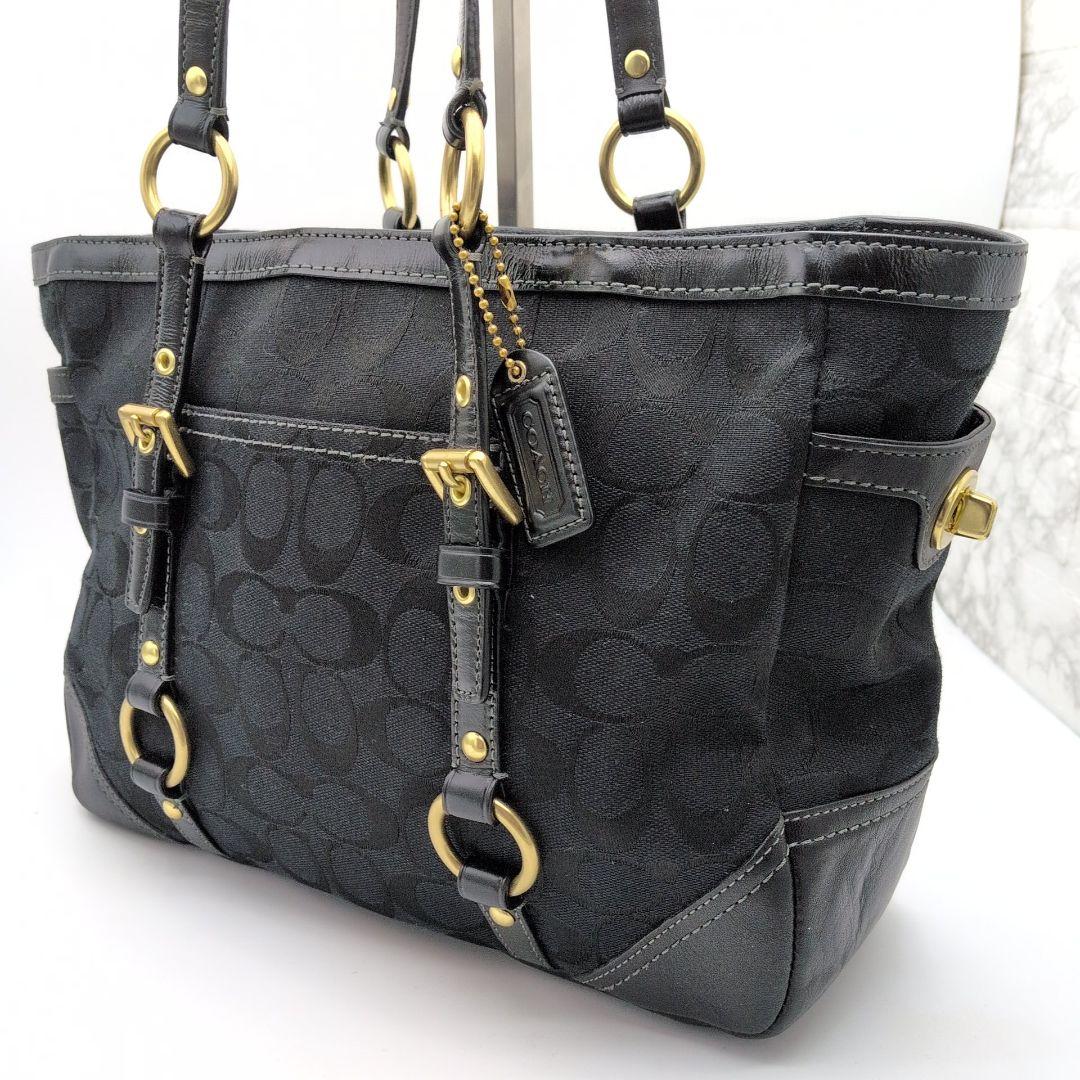 【極美品】COACH トートバッグ シグネチャー ターンロックy2k ブラック
