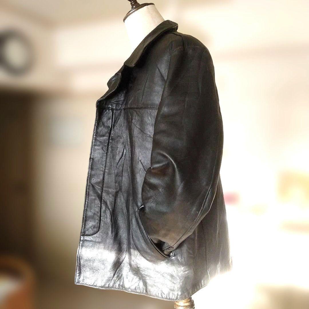 60 Vintage フランス レザージャケット カーコート トラッカージャック