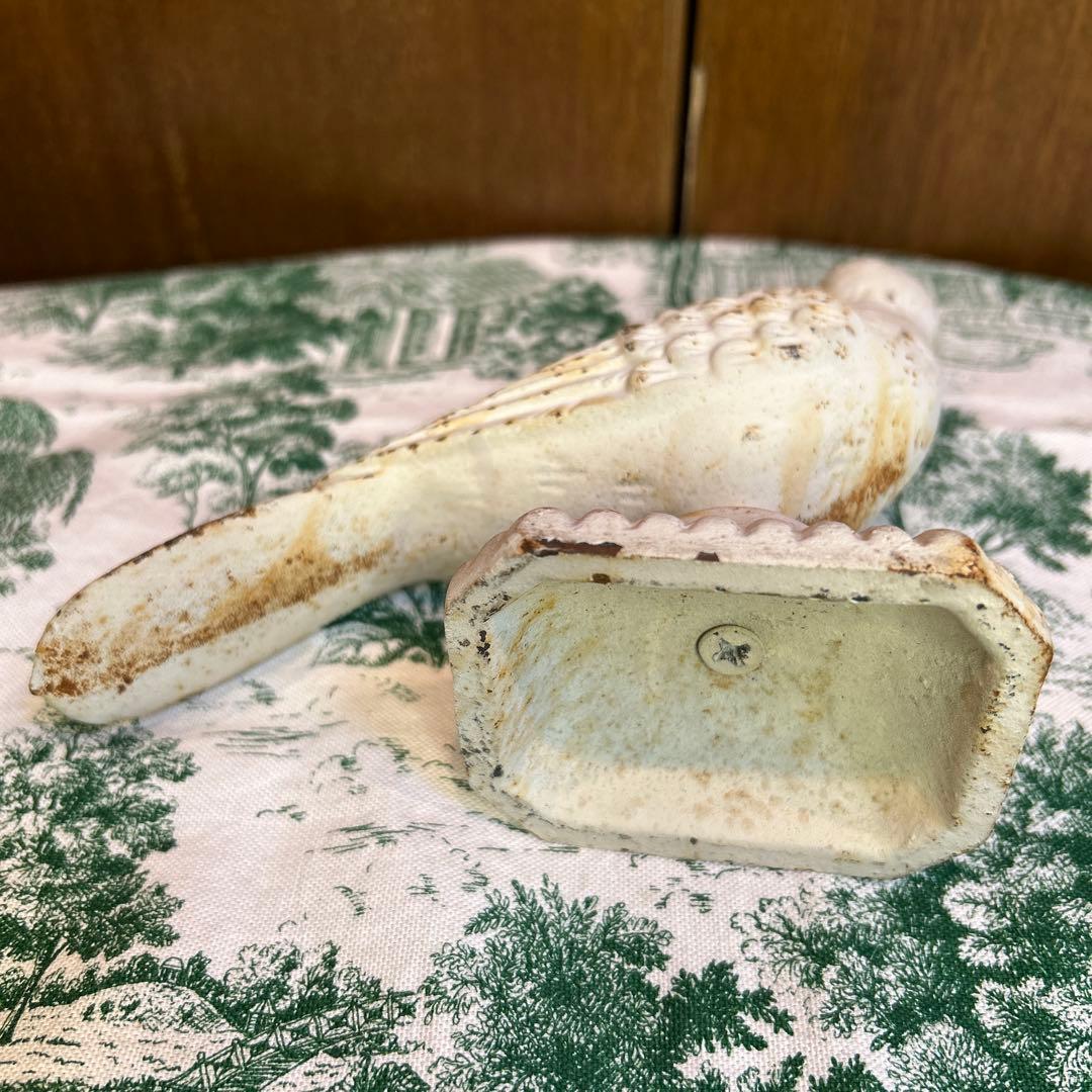 レアワンダーデコール鋳鉄アイアン白いシックな鳥　ガーデンオブジェ/ドアストッパー