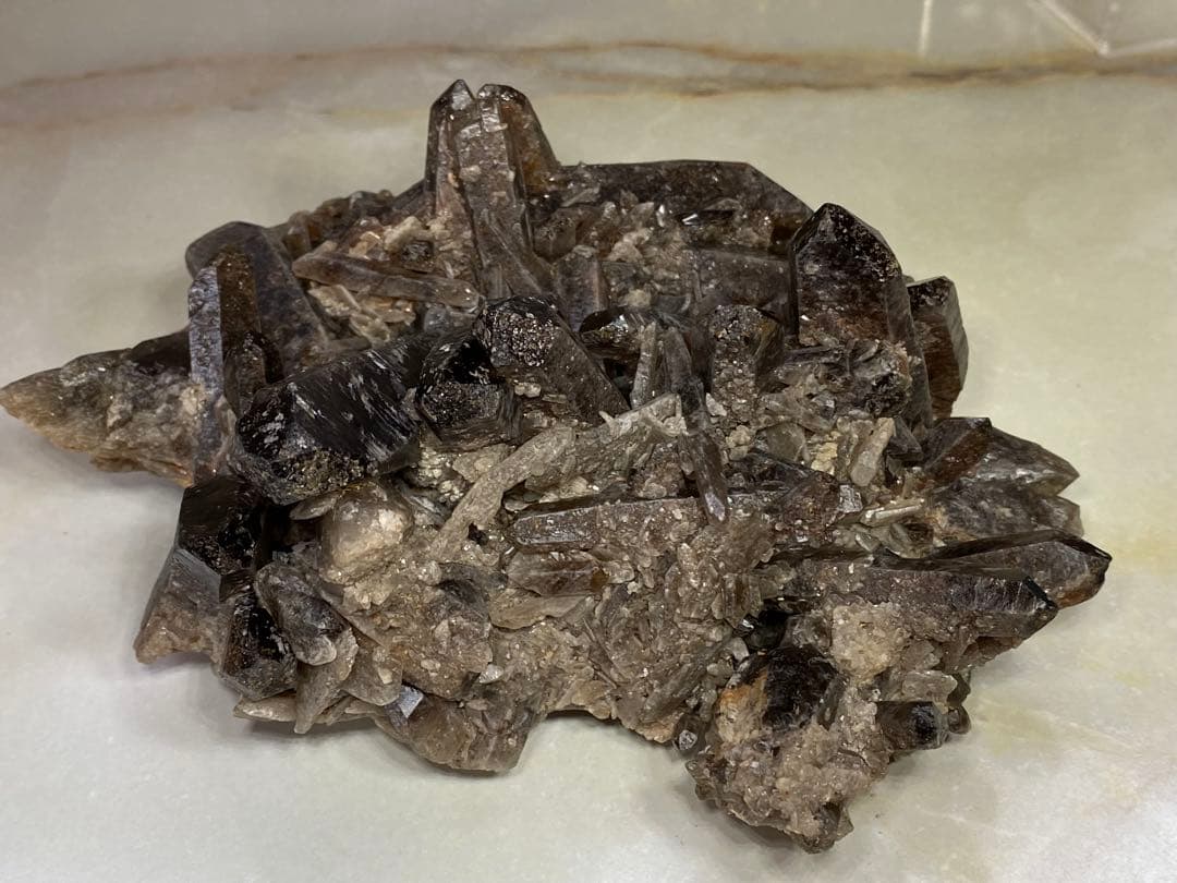 T1030-29ブラジル産水晶結晶モリオンスモーキークォーツ原石クラスター黒水晶