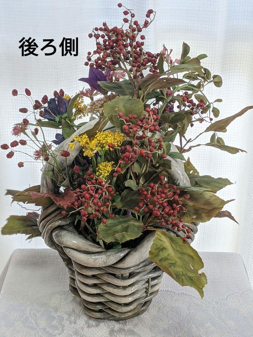 アートフラワー❁秋の花のアレンジメント❁染花布花❁希少価値❁ハンドメイド