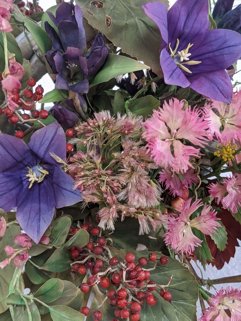 アートフラワー❁秋の花のアレンジメント❁染花布花❁希少価値❁ハンドメイド