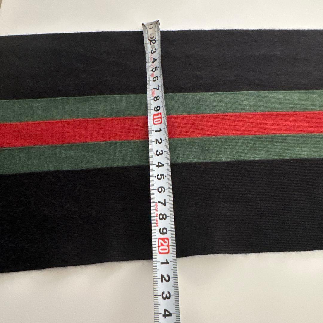美品 グッチ マフラー シェリーライン シルク混 ウール ブラック ストライプ