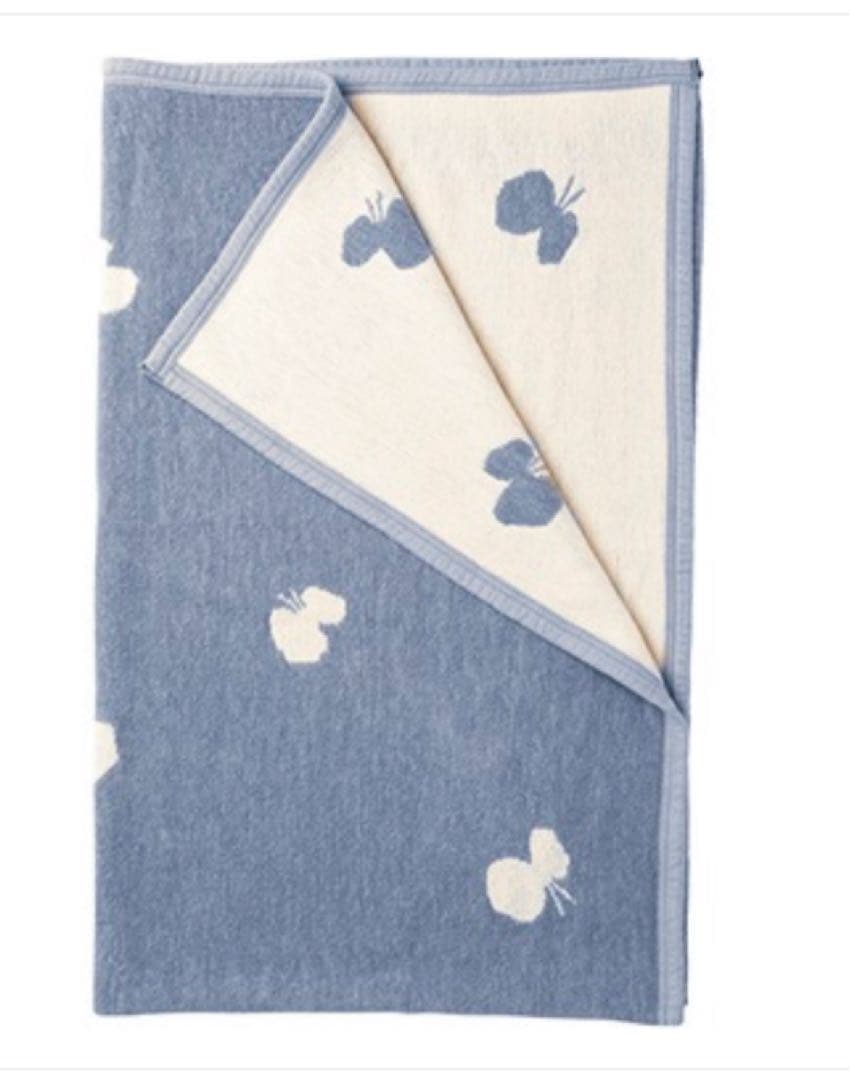 【新品タグ付】クリッパン　ミナペルホネン コットン　ハーフブランケット　ブルー