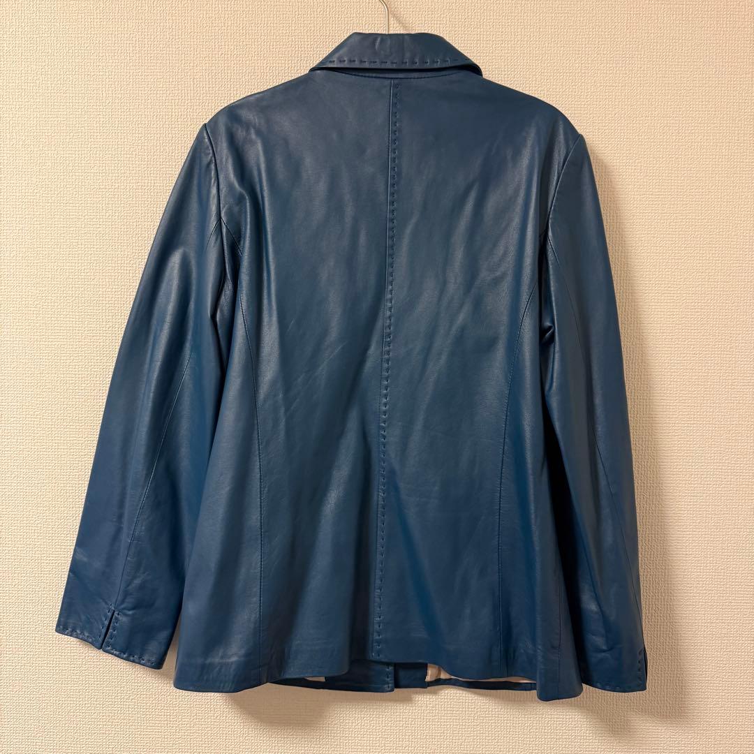 SALE BALMAIN バルマン レザー ジャケット ブルー 9